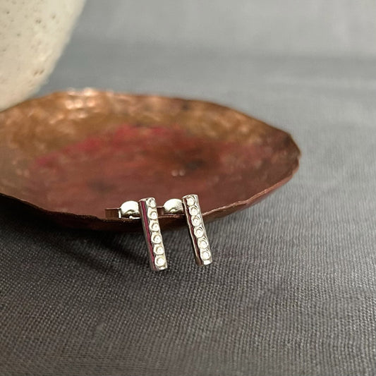 Circles stamped sterling silver stud earring