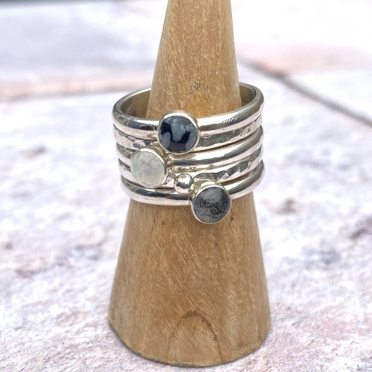 Tourmalinated Quartz single stone ring