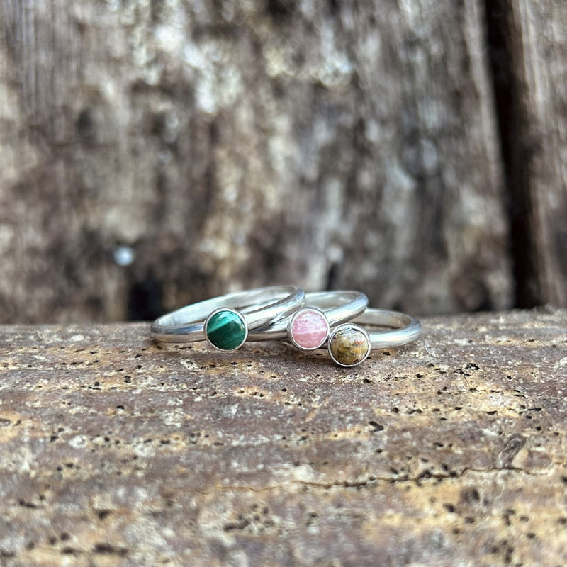 Rhodochrosite single stone ring