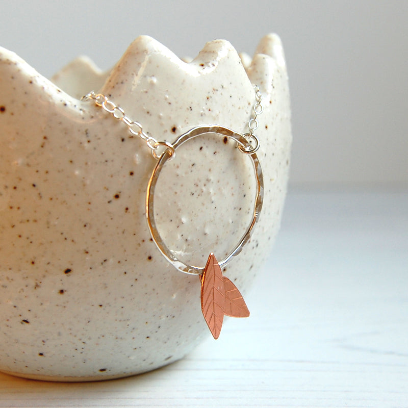 Copper leaves necklace