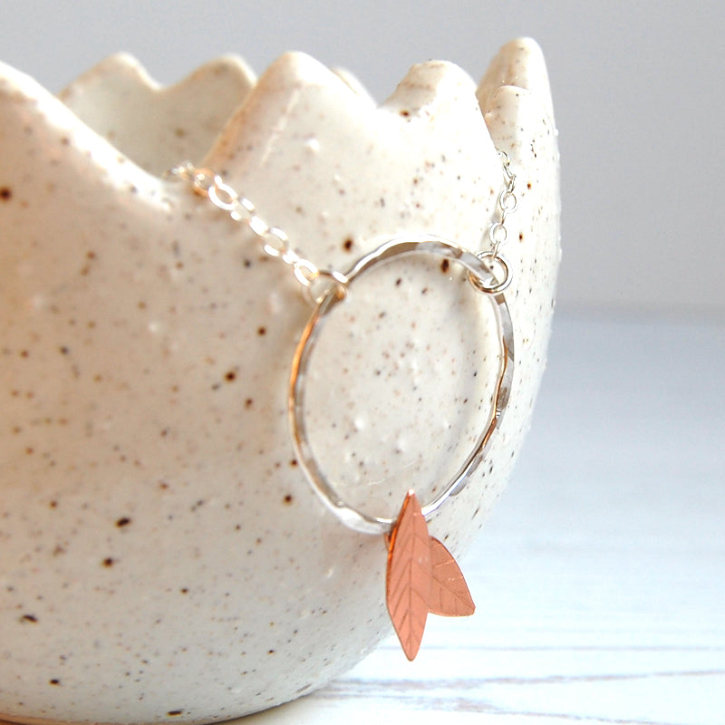 Copper leaves necklace