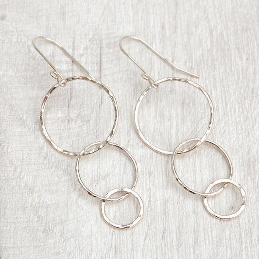 Trio of hammered circles earrings