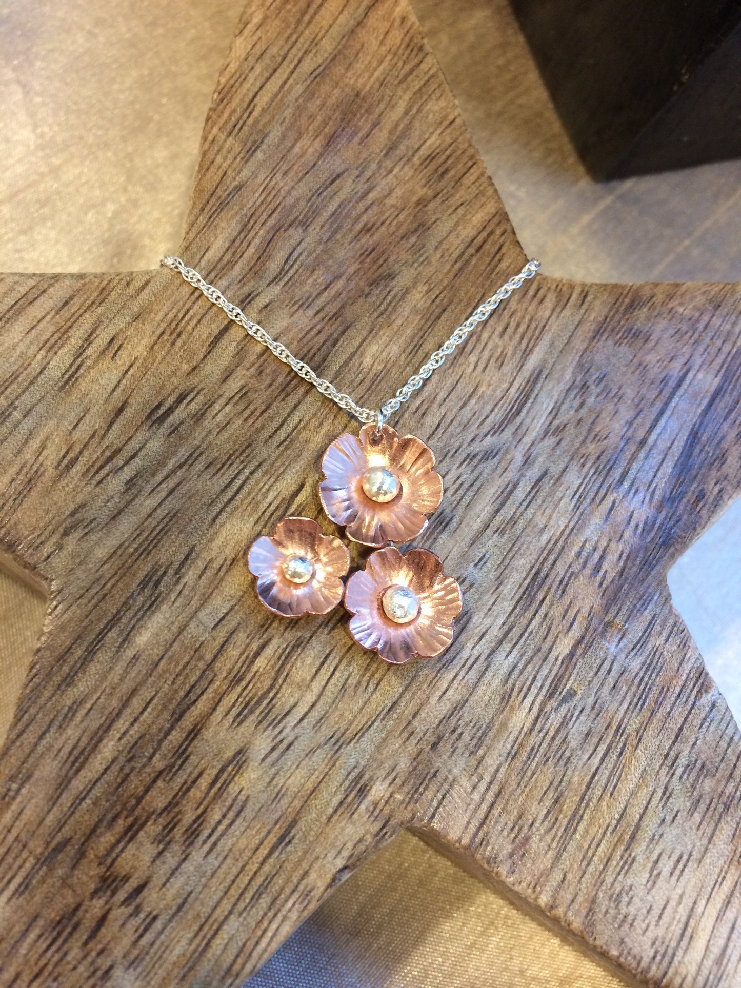 Copper flower cluster necklace