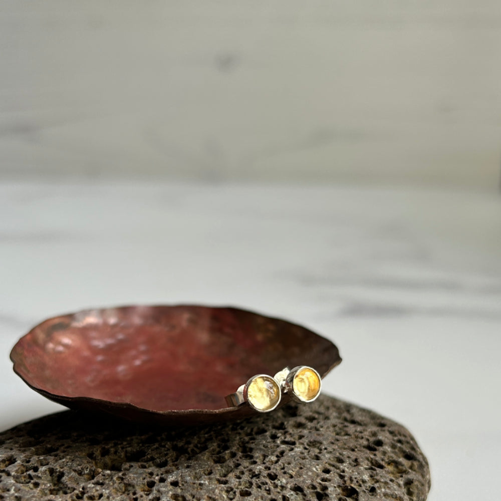 Semi precious gem stone and silver stud earrings