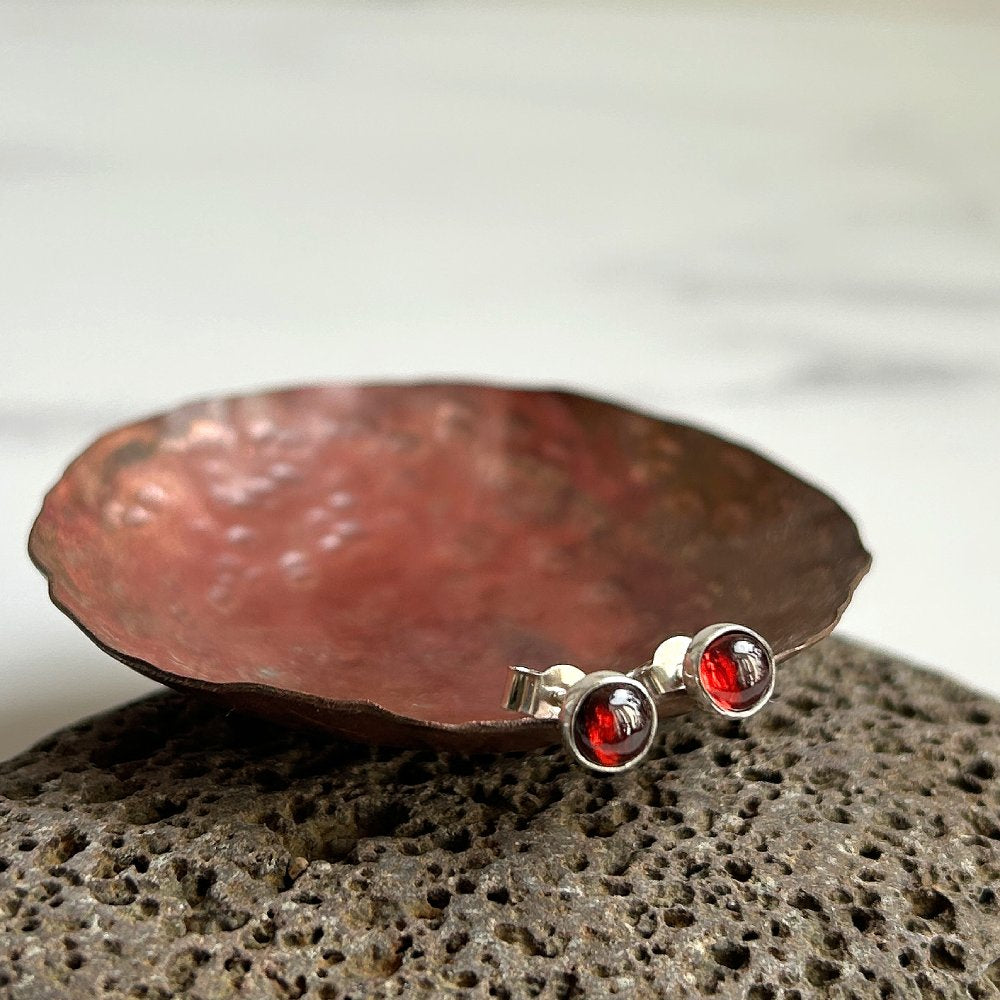 Semi precious gem stone and silver stud earrings