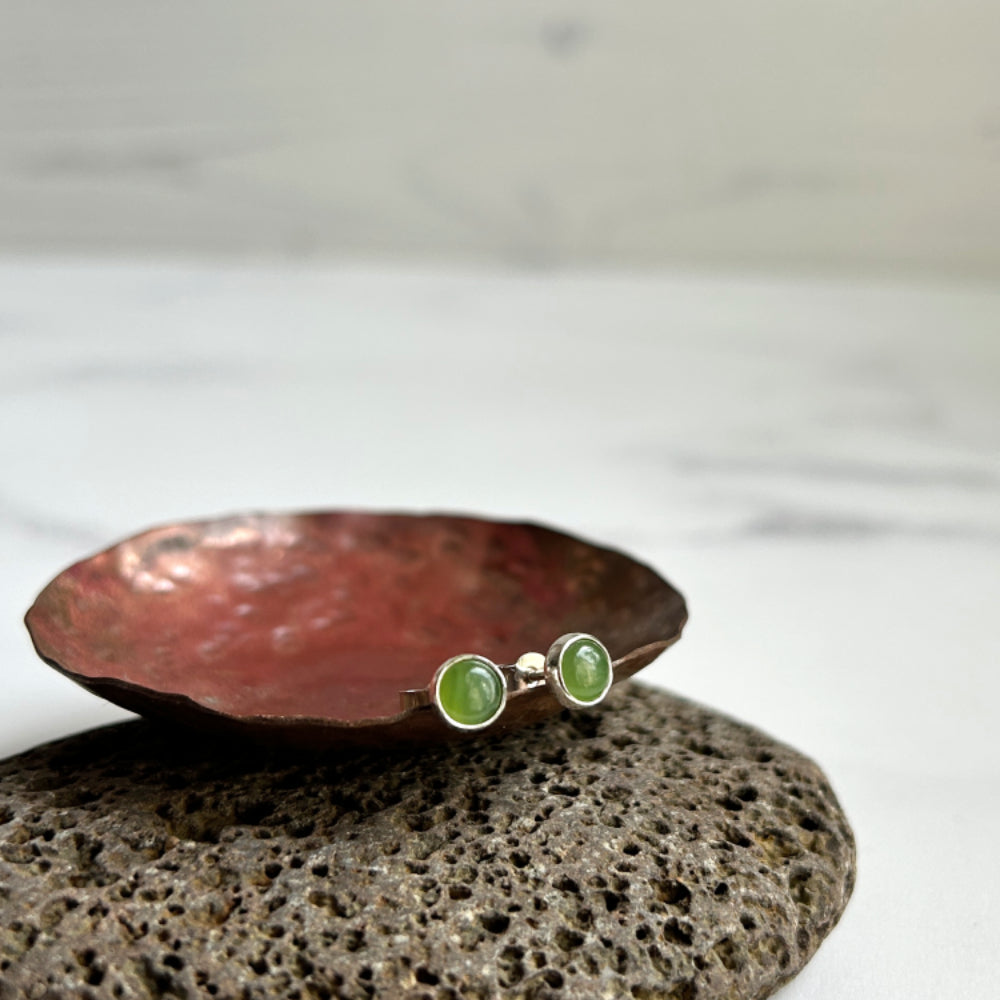 Semi precious gem stone and silver stud earrings