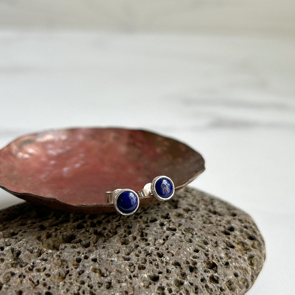 Semi precious gem stone and silver stud earrings