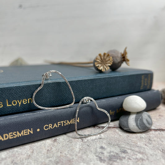 Large hammered heart studs
