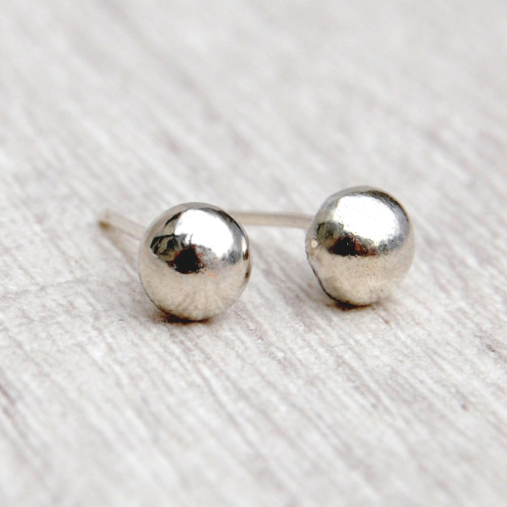 small silver handmade ball studs, by zoe ruth designs