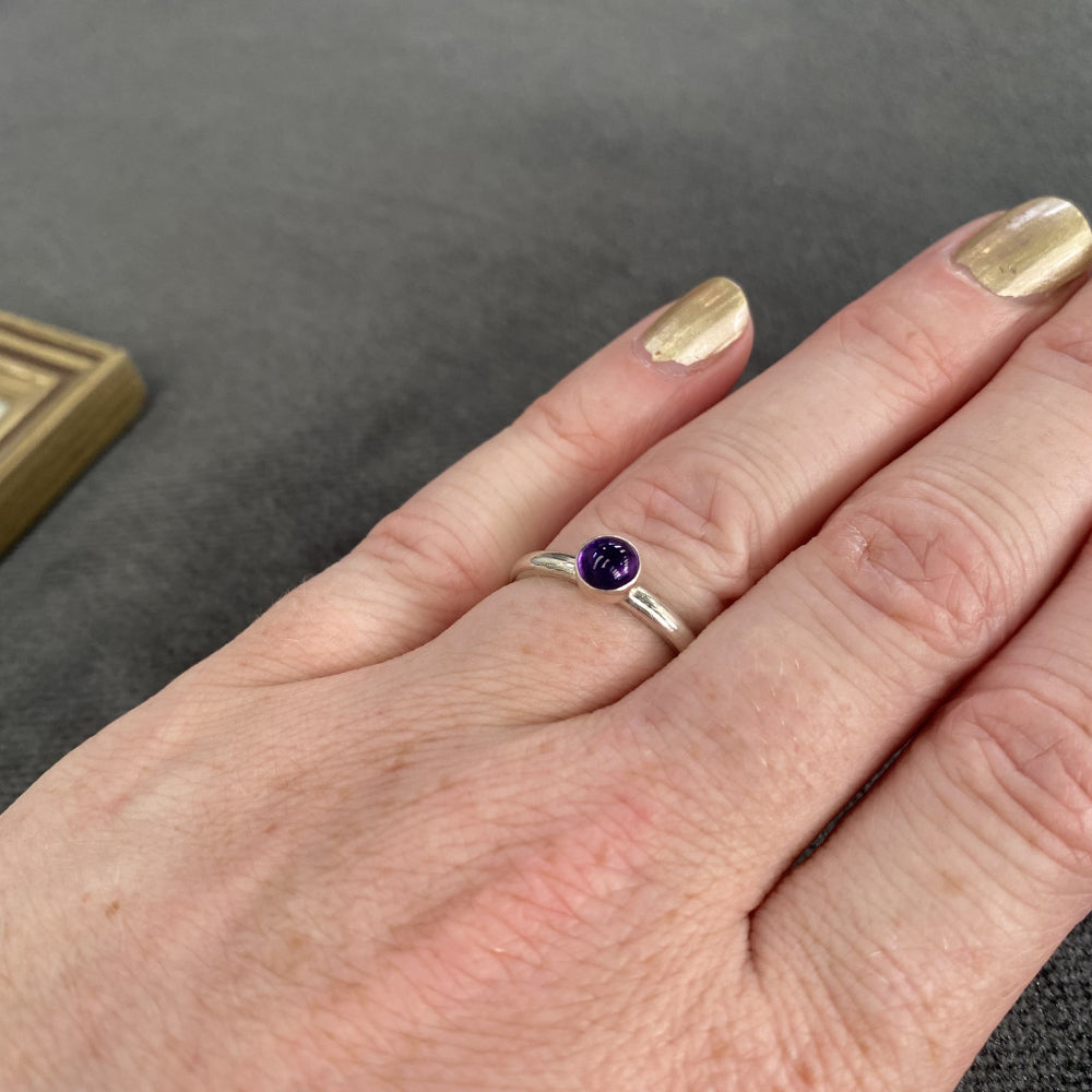 Amethyst single stone ring