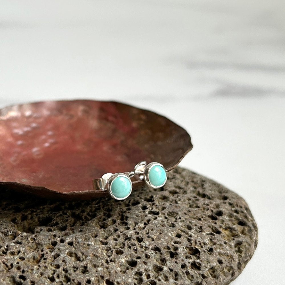 Semi precious gem stone and silver stud earrings