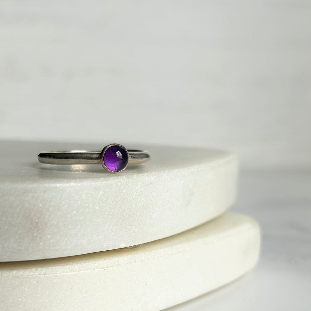 Amethyst single stone ring