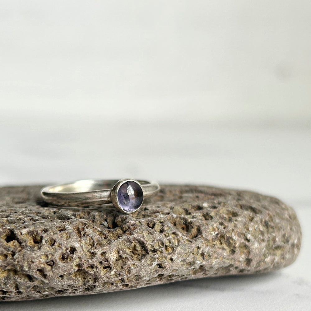 Iolite single stone ring