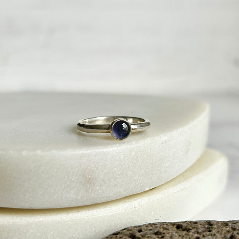 Iolite single stone ring