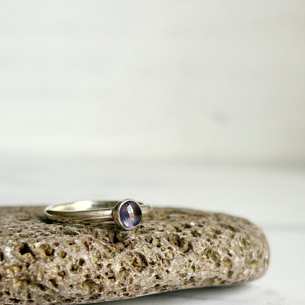 Iolite single stone ring