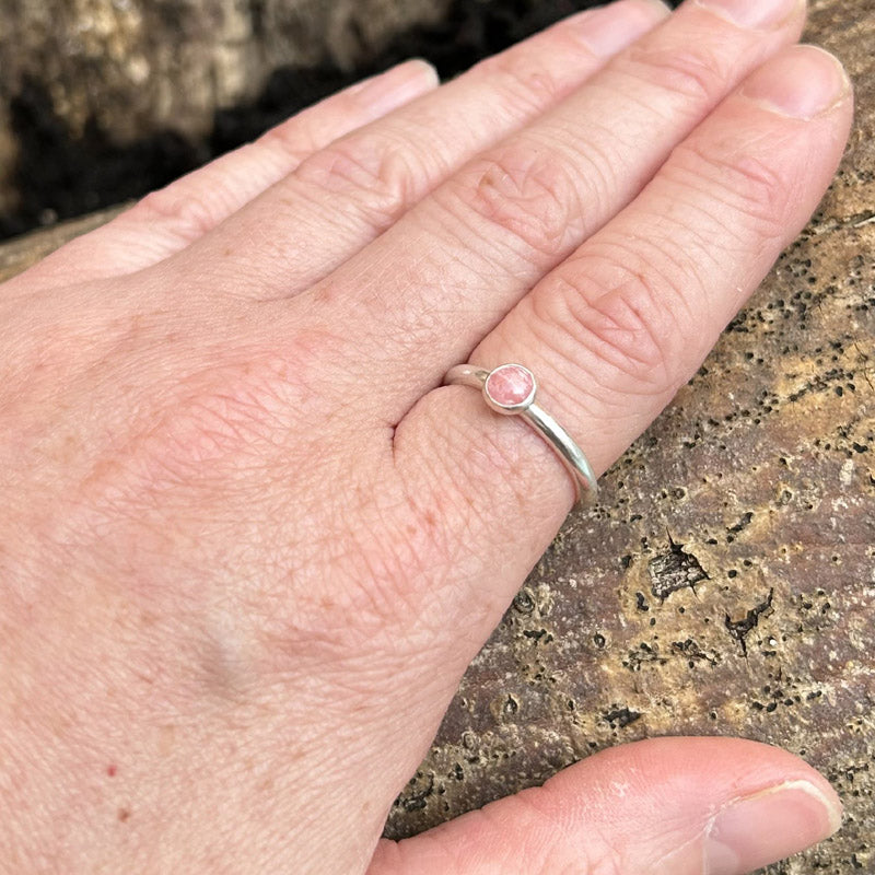 Rhodochrosite single stone ring