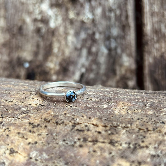 Snowflake Obsidian single stone ring