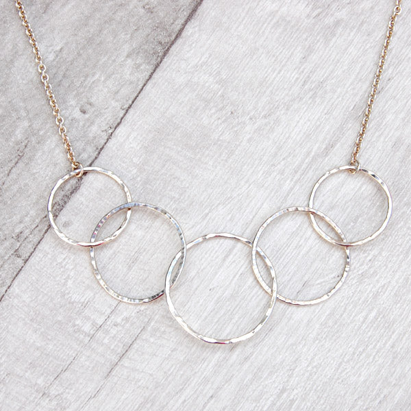 Hammered Five Circles Necklace