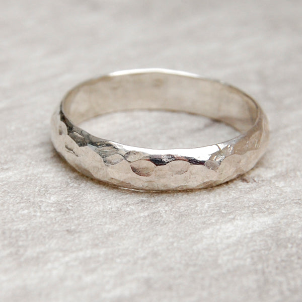 Hammered silver deals ring