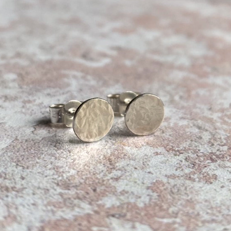 Silver hammered sale stud earrings