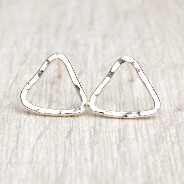 Sterling silver triangle studs