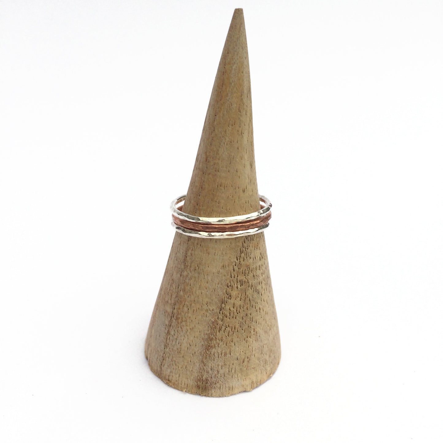 Skinny hammered sterling silver ring
