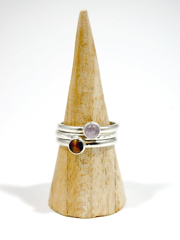 Stack of three rings - Lavender Amethyst, Tigers Eye