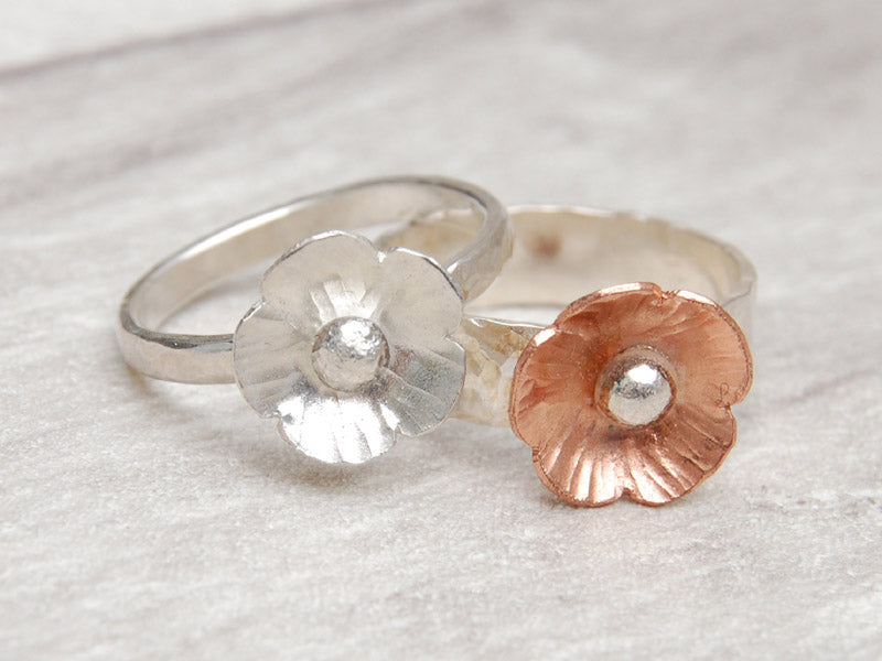 Copper flower ring