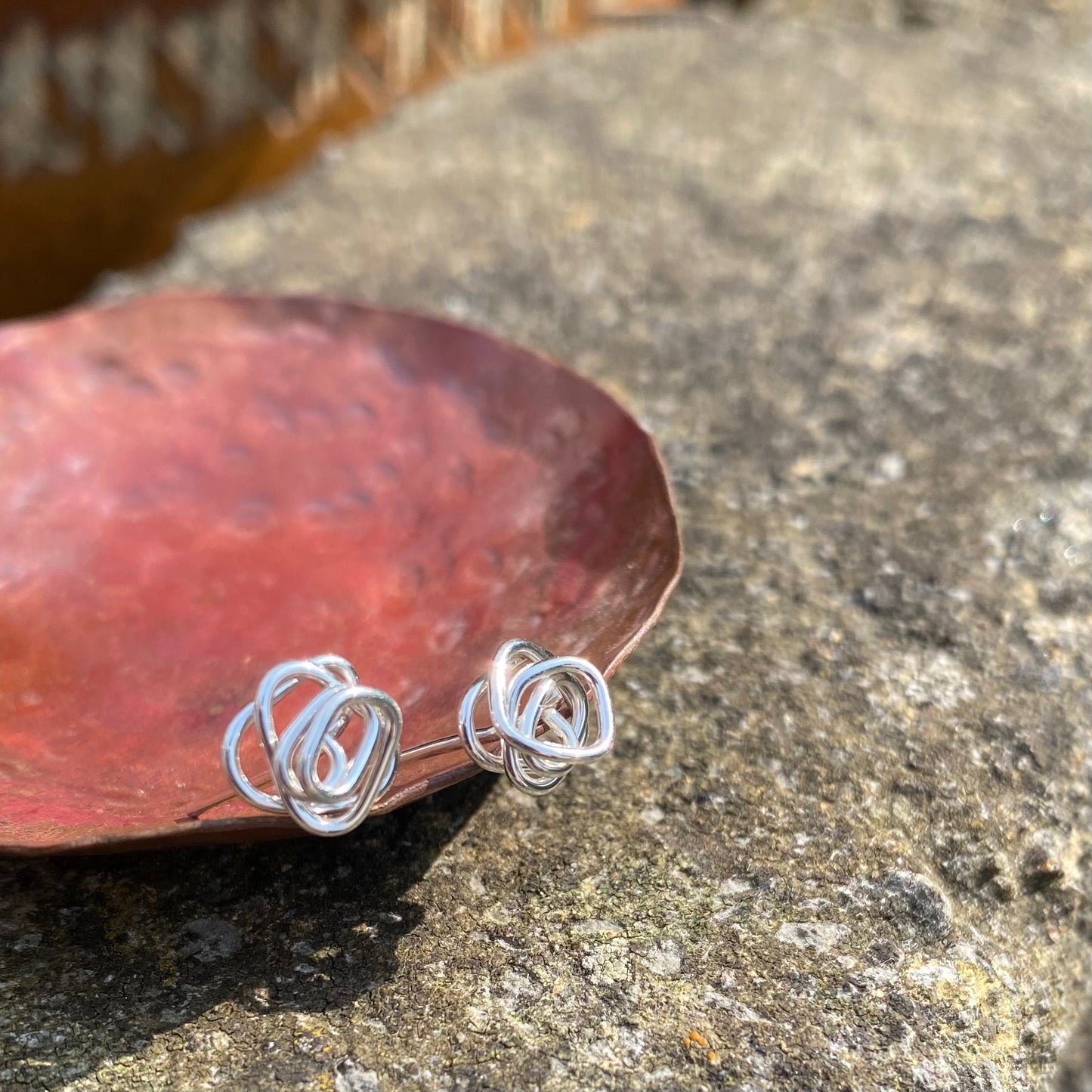 Sterling silver wire knot earrings