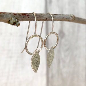 Silver leaf earrings