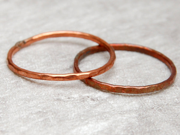 Skinny hammered copper ring Zoe Ruth Designs